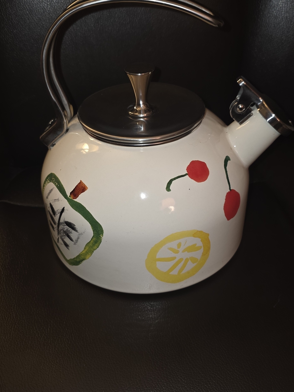 kate spade White Fruit-Print Stovetop Kettle with Stainless Accents